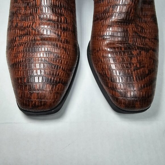 Franco Sarto Nico Ankle Boots Faux Croc Espresso Brown Block Heel Size 10 - Picture 4 of 11